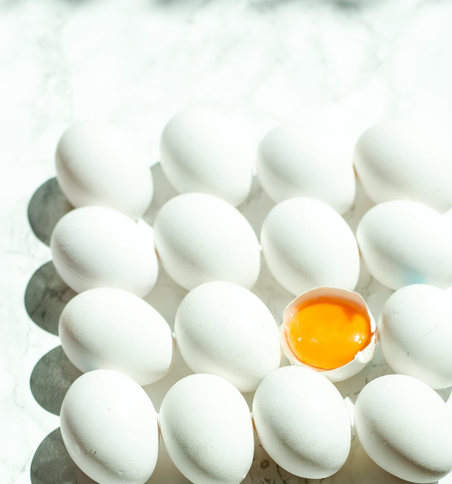 Farm-fresh eggs with a vibrant golden yolk